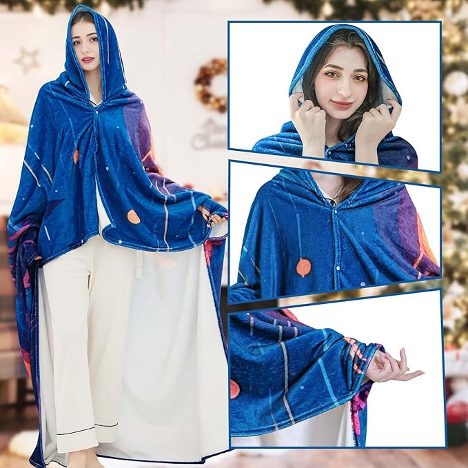 Camping Blanket Gift - Camping Gifts for Women Men - Camper Wearable Blanket Hoodie for Camp Outdoor - Camping Essentials Accessories - Camp Decor for Bedding RV Campsite Travel Hiking 70"x60"