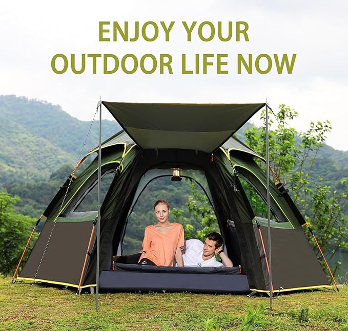 Camping Tent with Instant Setup, 2/3 Person Weatherproof Tent Easy Quick Set Up in 60 Seconds with Rainfly Backpack Tent for Family Camping & Hiking, Upgraded Ventilation,Center Height 66-inch