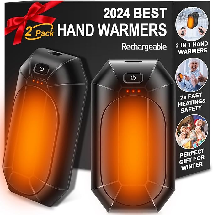 2 Pack πππ§π πππ«π¦ππ«π¬ Rechargeable,Portable Electric Hand Warmers Reusable,USB Handwarmers,Outdoor/Indoor/Working/Studying/Camping/Hunting/Golf/Pain Relief/Game/Warm Gifts for Men Women Kids
