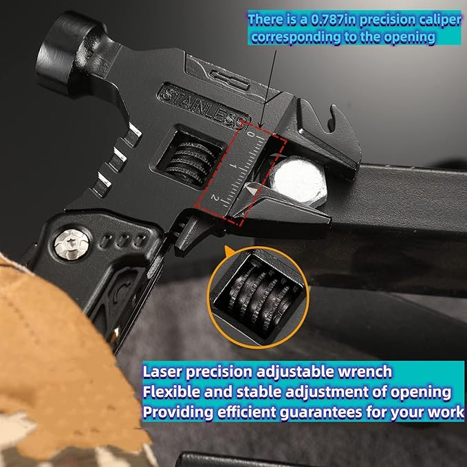 Multi Tool Hammer - Multitool Hammer for Survival,16 in 1 Adjustable Wrench Multitools Pliers Survival Camping Gear Gadgets Hiking Outdoor,Home DIY Use