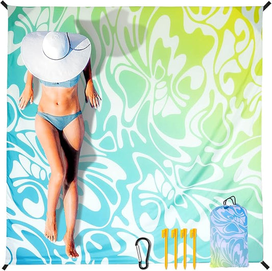 Beach Blanket Waterproof Sandproof Extra Large Beach Mat 79" X 83"/120"x108"for 1-8 Adults Quick Drying Durable Outdoor Picnic Mat for Beach Travel Camping Hiking