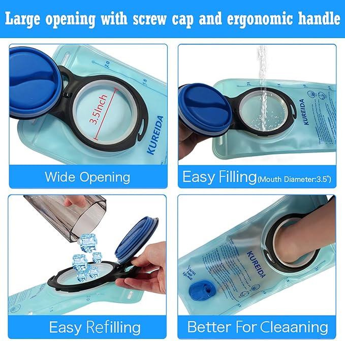 Hydration Bladder 2 Liter Leak Proof Water Reservoir,BPA Free,Wide Opening, Military Water Bladder Combined with Hydration Backpacks for Biking Hiking Running Camping Climbing.