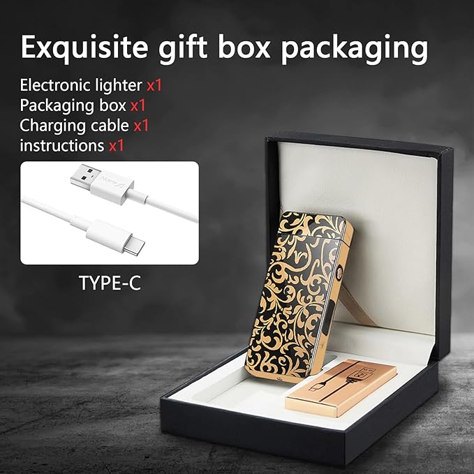 Windproof Lighter USB Rechargeable Plasma Lighter Arc Lighter flameless Lighter with Battery Indicator,lighters for Candle,BBQ and Fireworks (Flower)