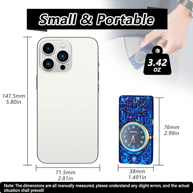 Plasma Lighters Electric Lighters Rechargeable USB Flameless Windproof Arc Lighter Vintage Fancy Cute Lighter for Candles, Fireworks, Camping, Hiking, Adventure (Blue)