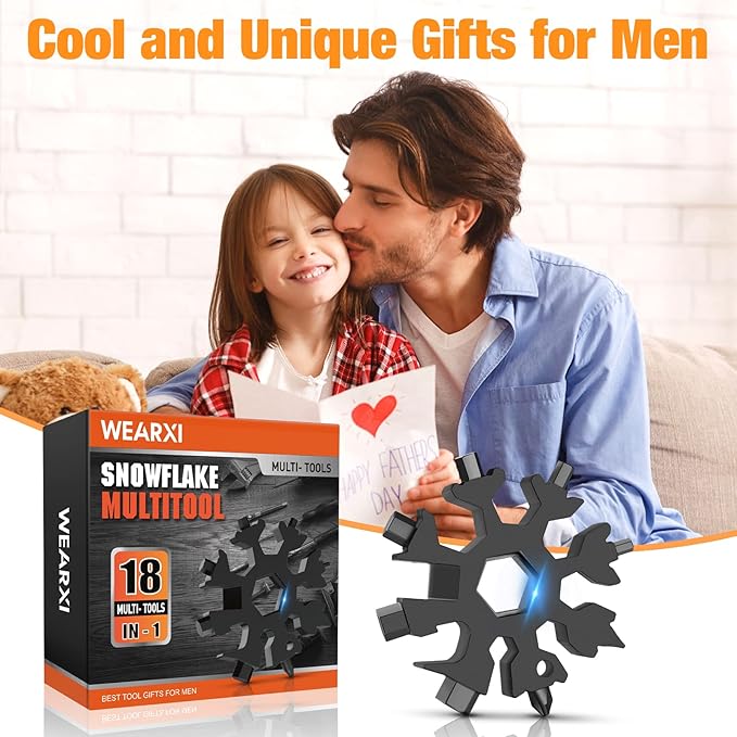 Stocking Stuffers for Men Adults, Gifts for Men 18 in 1 Snowflake Multitool, Mens Gifts for Christmas, Cool Gadgets for Men, Christmas Gifts for Men Unique, Dad Gifts for Men Who Have Everything