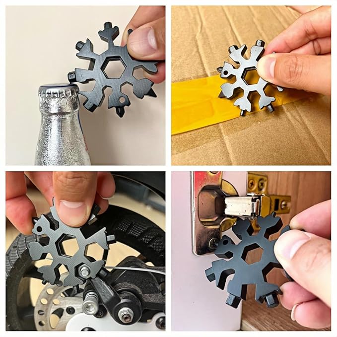 Gifts for Men, FODARSAI 18-in-1 Snowflake Multi Tool, Stocking Stuffers for Men, Cool Camping Tool Gadgets for Men, Unique Gifts for Dad, Husband, Boyfriend (Black)