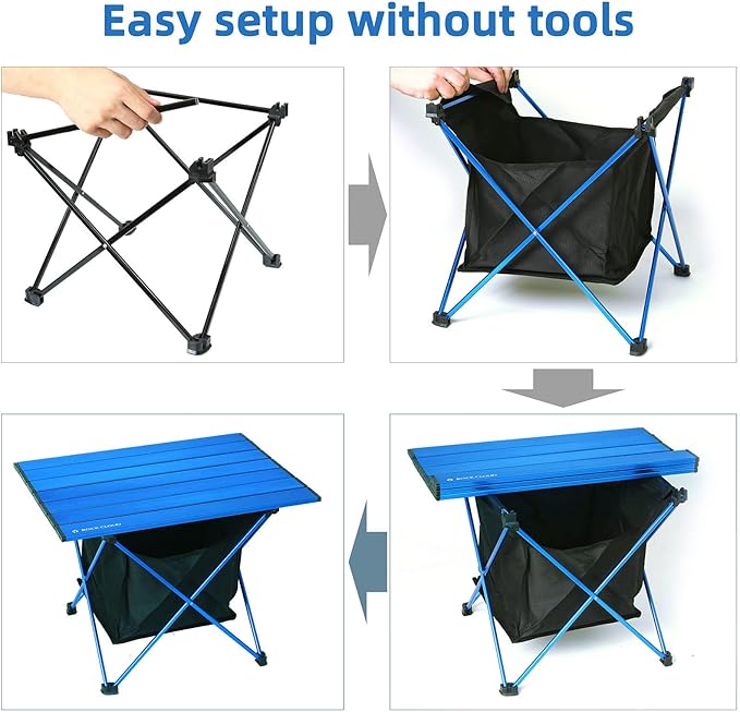ROCK CLOUD Portable Camping Table Ultralight Aluminum Camp Table with Storage Bag Folding Beach Table for Camping Hiking Backpacking Outdoor Picnic
