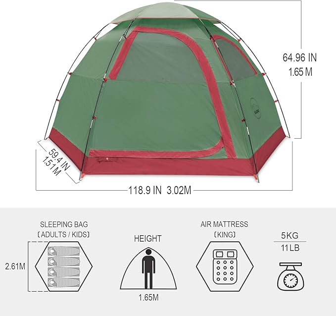 KAZOO Outdoor Camping Tent 2/4 Person Waterproof Camping Tents Easy Setup Two/Four Man Tent Sun Shade 2/3/4 People