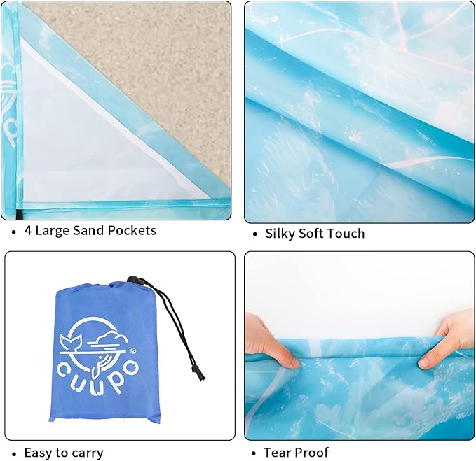 Beach Blanket Sandproof, 3D Printing 79" X 79" for 4-6 Adults Oversized Lightweight Picnic Blanket Portable Compact Quick Drying Picnic Mat for Outdoor Camping Hiking Travel