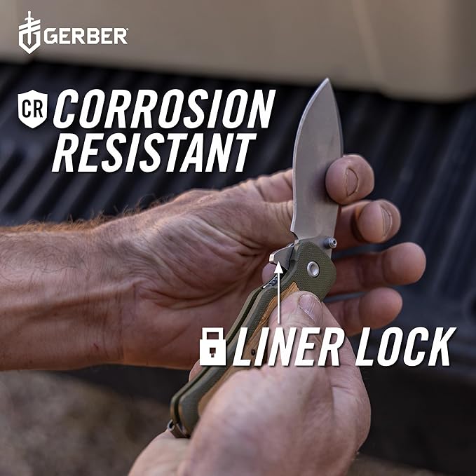 Gerber Gear Confidant Pocket Knife - 3.2" Drop Point Blade Folding Knife - EDC Gear and Equipment - Jade and Black Bamboo