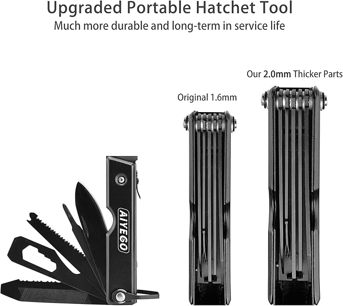 Multi-tool Axe Hammer, Upgraded 14 in 1 Portable Hatchet Tool with Sheath, Camping Survival Gear Kit Birthday Presents Christmas Stocking Stuffers for Dad Father Grandpa Husband Son Boyfriend Him
