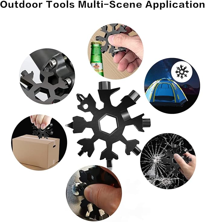 WIQUE 3 Packs Snowflake Multi Tool,18 in 1 Snowflake Multitool,Snowflake Wrench/Bottle Opener/Screwdriver Kit,for Men Christmas Gifts