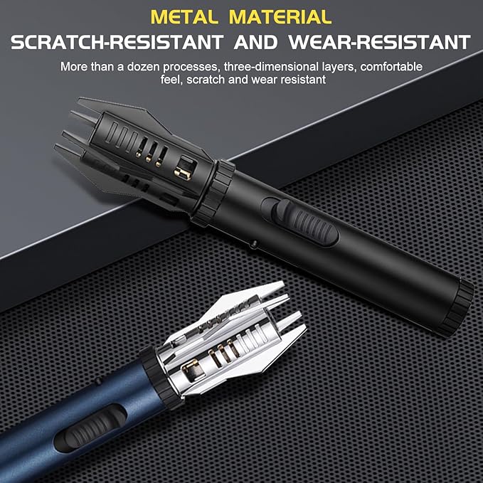 Torch Lighter, Camping Outdoor Windproof Straight Flame Lighter, Refillable Butane Lighter with Safety Lock and Adjustable Flame Size, for Outdoor BBQ Camping Kitchen Cooking (Black)