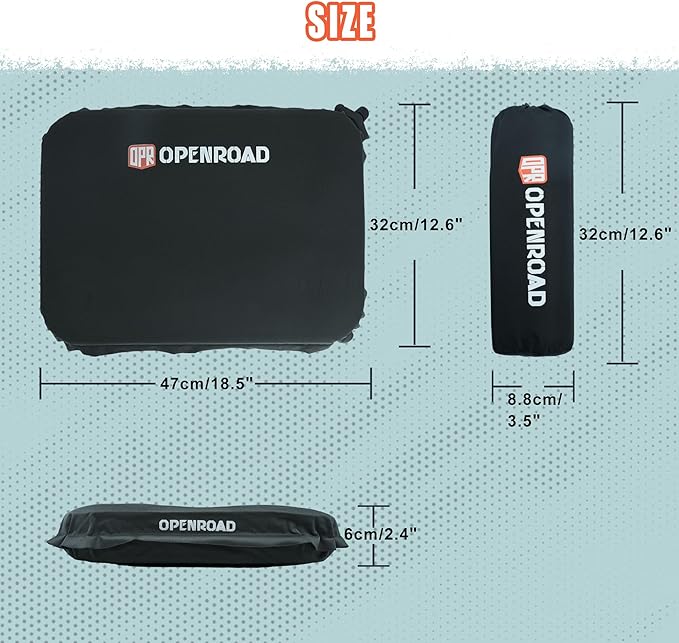 OPENROAD Self Inflating Camping Pillow, Compressible Foam Travel Pillow, Ergonomic Camp Pillow Provides Comfortable Support for The Neck. Compact and Lightweight for Camping, Hiking and Backpacking.