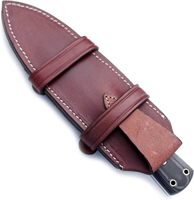 GCS Custom Handmade D2 Tool Steel DAGGER Knife Black And White Micarta Handle Buffalo Hide Sheath GCS 13