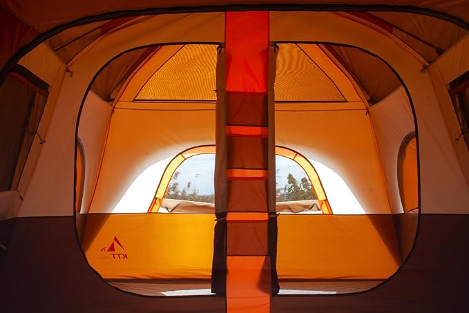 KTT Extra Large Tent 10-12-14 Person(Style-B),Family Cabin Tents,2 Rooms,3 Doors and 3 Windows with Mesh,Straight Wall,Waterproof,Double Layer,Big Tent for Outdoor,Picnic,Camping,Family Gathering