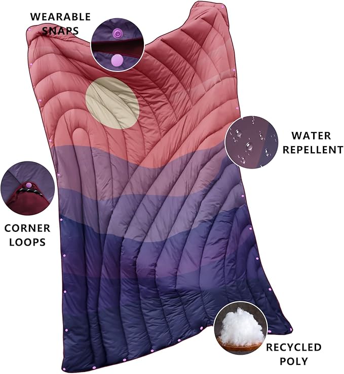 Camping Blanket,Lightweight Down Alternative Puffy Printed Camping Blanket Packable Outdoor Blanket for Camping,Traveling, Stadium, Hiking, Picnics