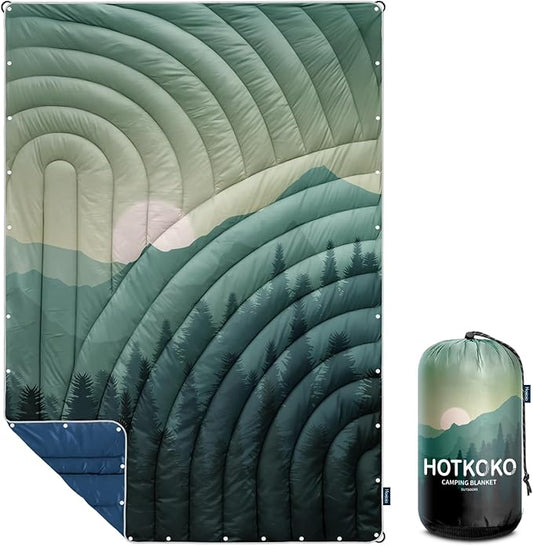 Camping Blanket,Lightweight Down Alternative Puffy Printed Camping Blanket Packable Outdoor Blanket for Camping,Traveling, Stadium, Hiking, Picnics