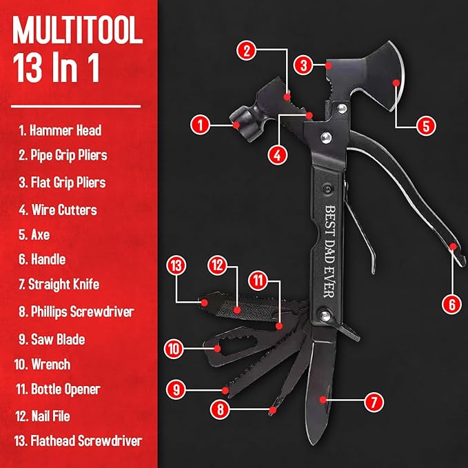 Multitool Camping Hammer For Dad, Multitool Hammer For Dad, Gifts For Father's Day: World's Coolest Dad