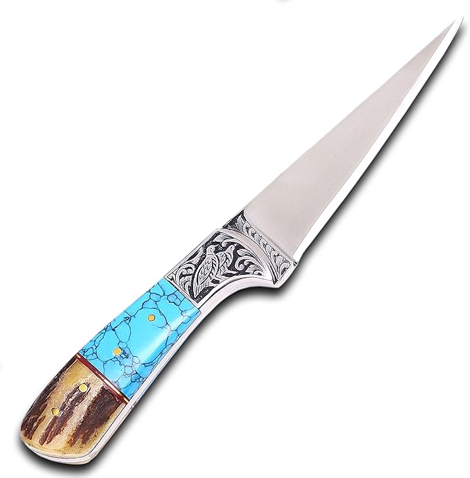 KNI-3140 Custom Handmade D2 Steel Knife with Leather Sheath 3D Engraved