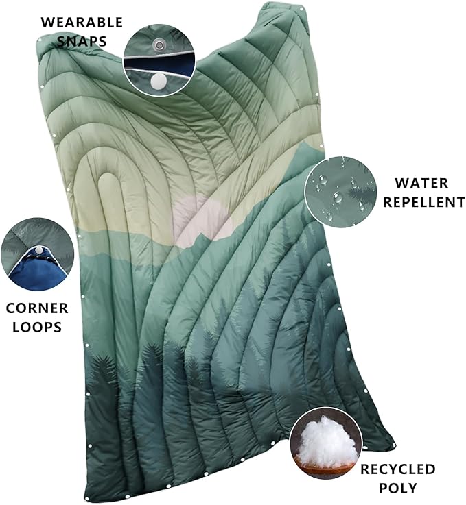 Camping Blanket,Lightweight Down Alternative Puffy Printed Camping Blanket Packable Outdoor Blanket for Camping,Traveling, Stadium, Hiking, Picnics
