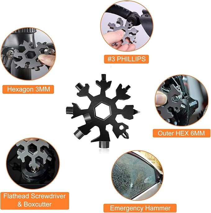 Gifts for Men, Stocking Stuffers for Men Gifts, 18-in-1 Snowflake Multitool, Christmas Gifts for Men, Pocket Tools for Husband Tools for Men, Husband, Grandpa, Unique Dad Gifts from Daughter