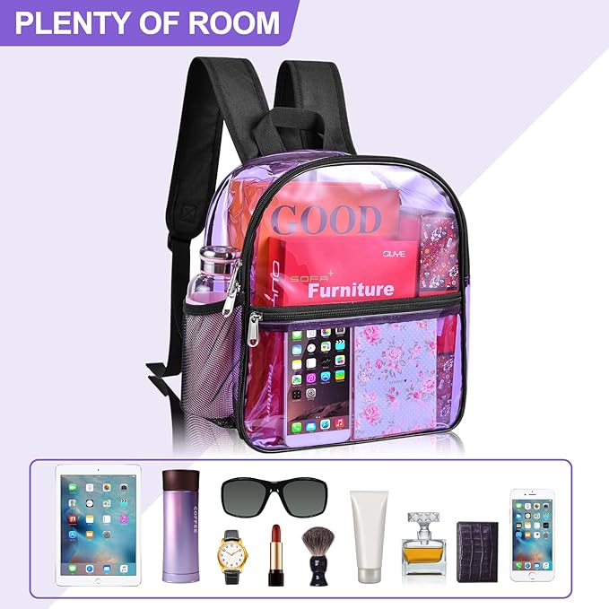USPECLARE Clear Backpack for Stadium Approved 12×6×12, Water proof Clear Bag for Stadium Events and Concert Work Sport Event