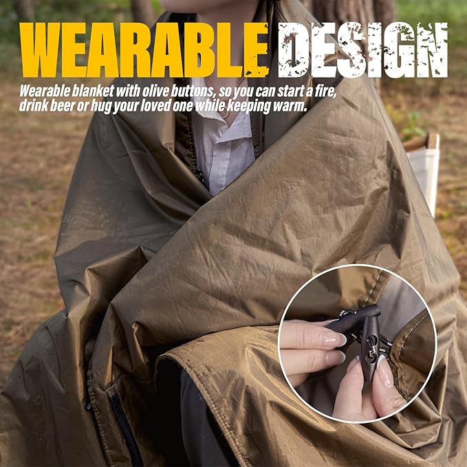 Large Outdoor Waterproof Blanket with Wool - 79" x 59", Extra Thick 300 GSM Fleece, Warm, Wearable, Washable, Portable Stadium Blankets for Camping Picnic, Beach, Sporting Events, Pet, Car