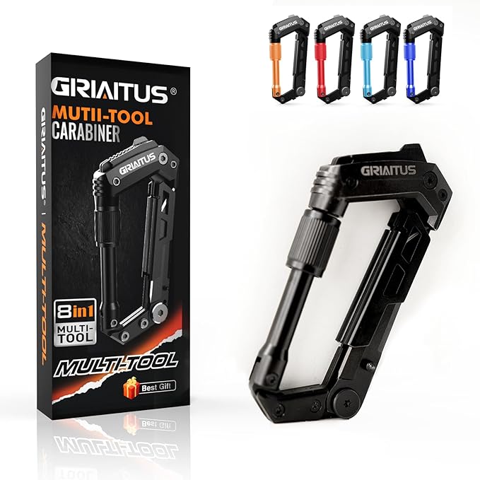 8-in-1 Carabiner Multitool with Pocket Knife and Survival Gear, Outdoor Essentials