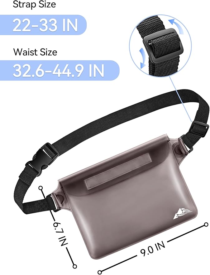 HEETA Waterproof Pouch, Screen Touch Sensitive Waterproof Bag Black & Gray Bundled with 5-Pack Clear Waterproof Dry Bag