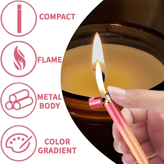 Unique Cute Pink Gradient Mini Lighter Creative Wheel Design, Butane Lighter Refillable Novelty Lighter for Fireplace Candle Camping BBQ (No Butane Fuel) (06)