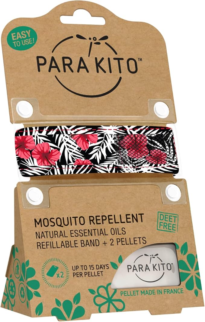 PARA'KITO Mosquito Insect & Bug Protection Wristband - Mosquito Stickers & Bug Spray Alternative - Summer Essentials, Beach Accessories, Hiking & Camping Essentials - Natural Essential Oils (Exotic)