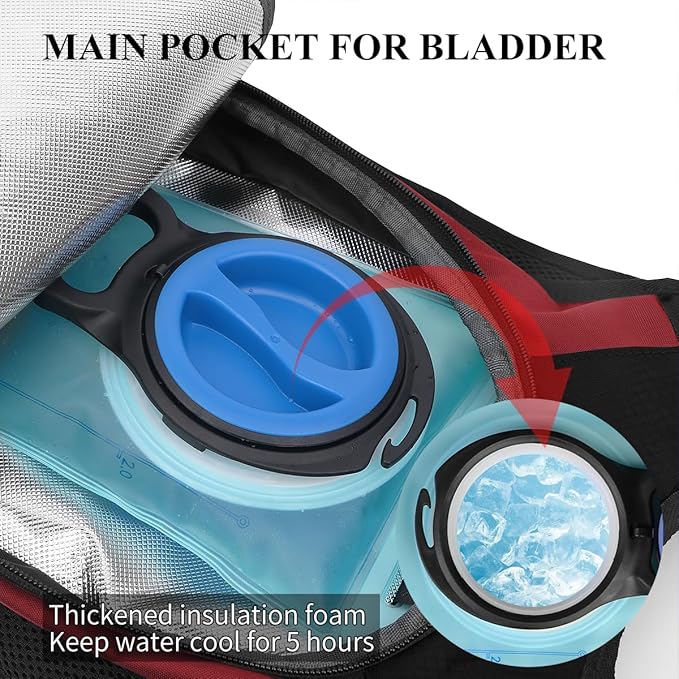 NONSAR Hydration Backpack, Hiking Backpack with 3L Water Bladder, Lightweight Insulation Hydration Pack, Water Backpack for Hiking, Cycling, Running, Festival, Camping for Men Women