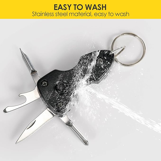 EDC Gear Outdoor Tools LED Keychain Key Ring Clip, Multi-function Tools with Screwdriver, practical gift for Fathers, Men