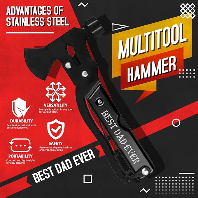 Multitool Camping Hammer For Dad, Multitool Hammer For Dad, Gifts For Father's Day: World's Coolest Dad