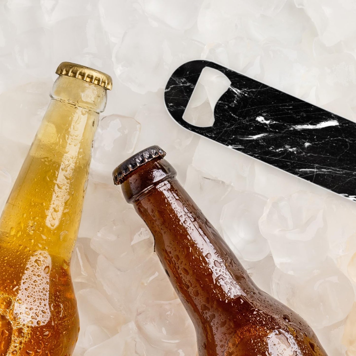 2 PACK Beer Bottle Opener, Stainless Steel Flat Bottle Openers,7 inch Metal Decor,Black Marble