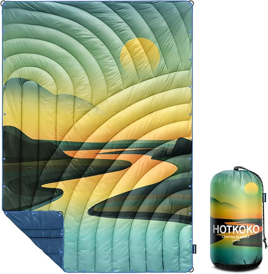 Camping Blanket,Lightweight Down Alternative Puffy Printed Camping Blanket Packable Outdoor Blanket for Camping,Traveling, Stadium, Hiking, Picnics