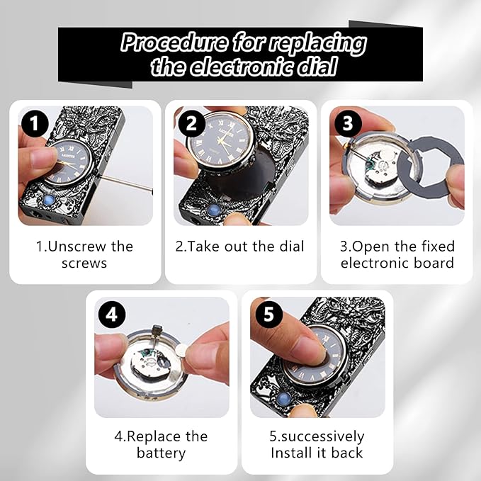 Plasma Lighter Dragon Lighter Windproof USB Rechargeable Electric Lighters Luxury Metal Lighter with Watch, Suitable for Gifts(Black)