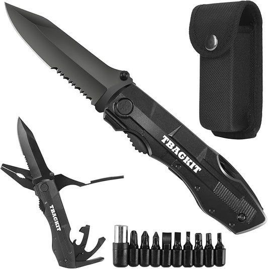Multitool Pocket Knife, 16 in 1 Tactical Knife With Blade Saw Pliers Screwdriver Bottle Opener for Camping, Emergency, Daily Use, Perfect Birthday Christmas Gifts for Men Dad Husband