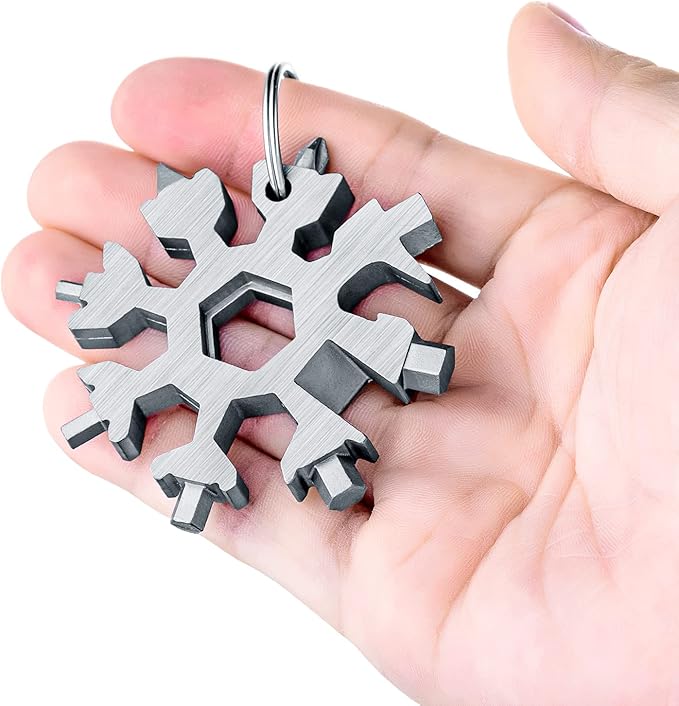 Snowflake Multitool 2PCS 18-in-1 Stainless Steel Snowflake Multi Tool Keychain Tool Gadgets for Outdoor Travel Camping Daily Mens Gifts