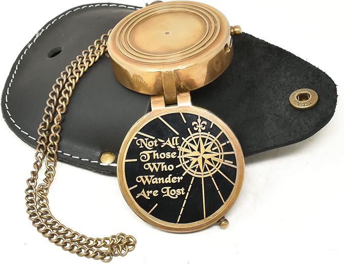Engraved Personalized Inscription Antique Brass Compass Engraved with Leather Case Son Mom Children Gift Baptism Birthday Easter Decor