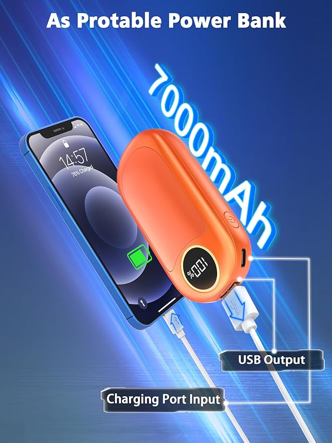 Hand Warmers Rechargeable, 14000mAh Electric Hand Warmer Max 18Hrs Warmth, Dual-Sided Hand Warmers Reusable Heat Up to 131℉, Portable Gloves Handwarmers for Raynauds, Hunting, Golf, Football, Camping