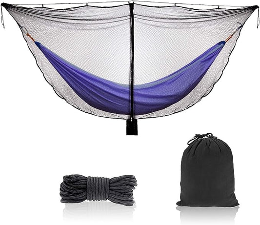TOBWOLF Camping Hammock Net, Lightweight Outdoor Mosquito Net, 360 Degree Protection Polyester Netting with Dual Sided Zipper & Rope & Storage Bag (Not Include Hammock)