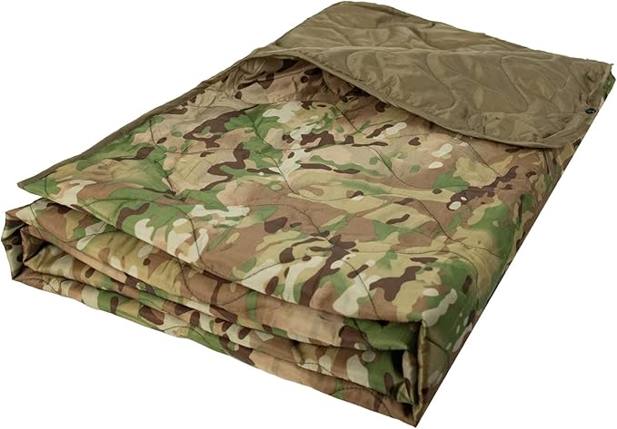 Military Poncho Liner 55”x 79” Camping Blanket Woobie Compact Waterproof for Travel Stadium Outdoor Camping