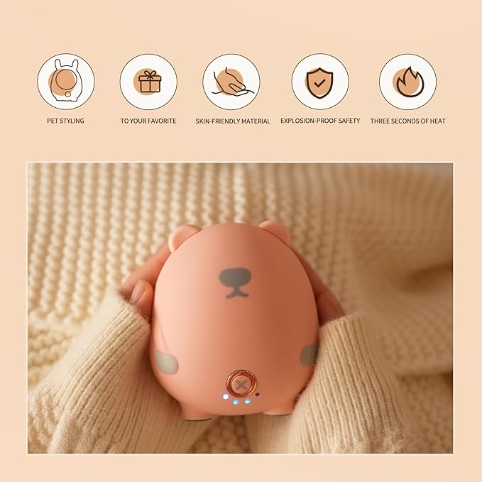 Hand Warmers Rechargeable, 6000mAh Electric Handwarmers Reusable with Power Bank, Portable Hand Heater Fast Warming Up to 131℉, Pocket Warmers for Indoor, Camping, Hunting, Women Mens Gifts