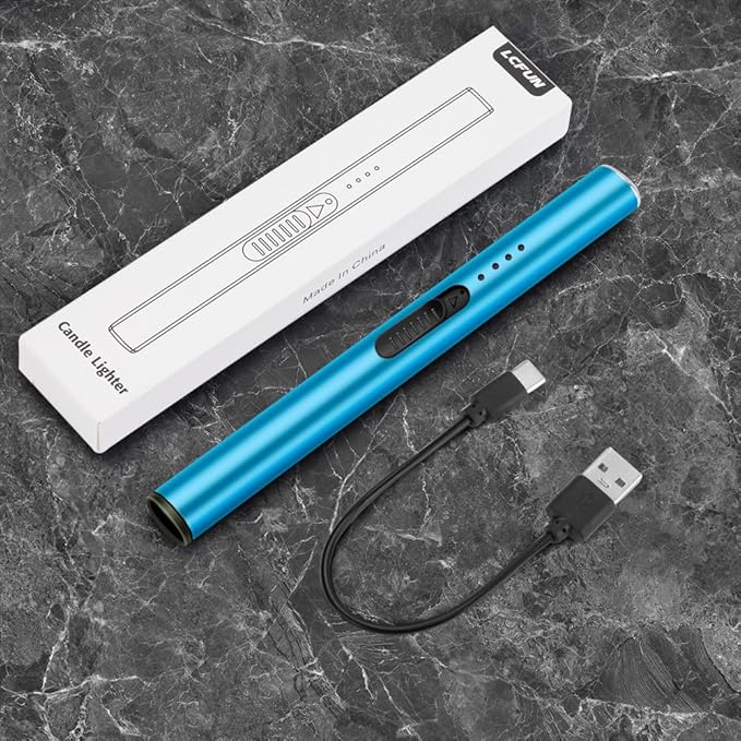 LcFun Electric Candle Lighter Rechargeable USB Lighters Flameless Plasma Arc Lighter Windproof Electronic Lighter Long Lighters for Candles, Grill, Camping, Gas Stoves