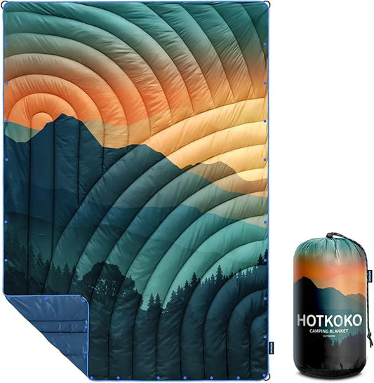 Camping Blanket,Lightweight Down Alternative Puffy Printed Camping Blanket Packable Outdoor Blanket for Camping,Traveling, Stadium, Hiking, Picnics