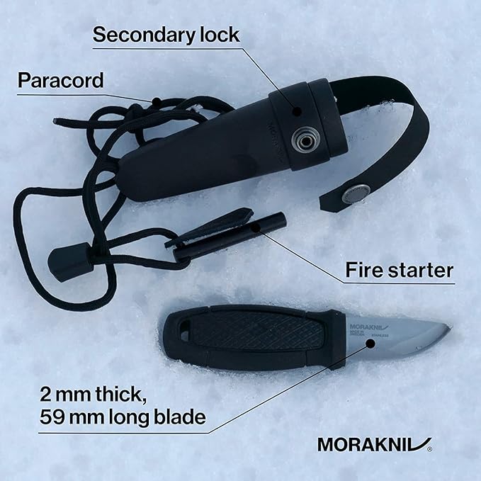 Morakniv Eldris Fixed-Blade Pocket-Sized Knife with Sandvik Stainless Steel Blade, Lanyard and Firestarter, 2.2-Inch