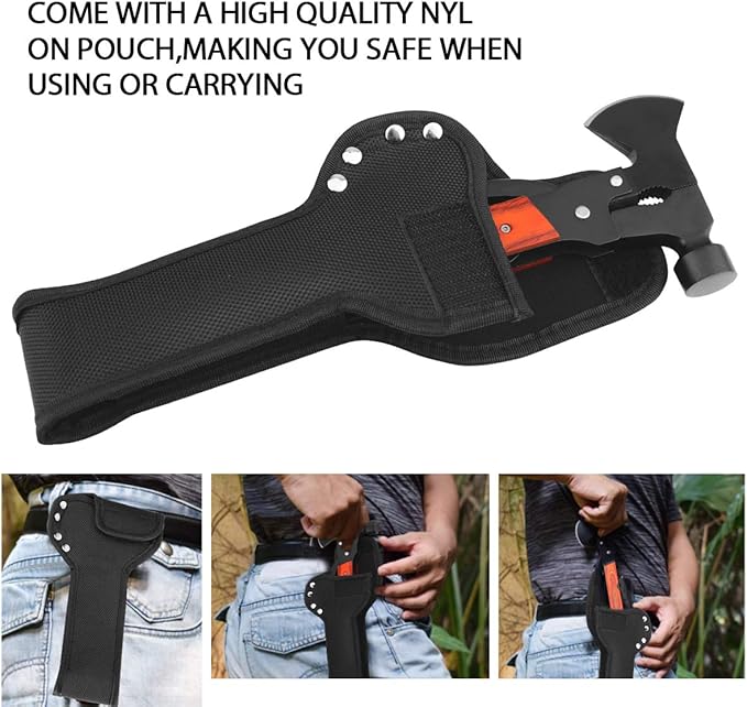 Camping Accessories Multitool, Wood Handle Multi-Tool Hatchet Hammer,Stocking Stuffers for Men Gifts,Guy Gifts, Cool and Unique Christmas Gifts for Boyfriend Husband Grandpa for Hiking Hunting DIY
