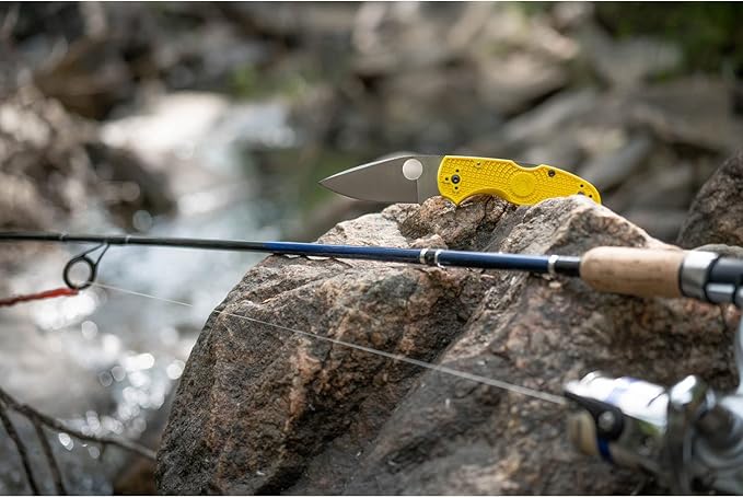 Spyderco Native 5 Salt Knife with 2.95" Corrosion-Resistant LC200N Steel Blade and Lightweight Yellow FRN Handle - PlainEdge - C41PYL5